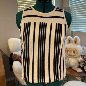 Navy and Cream Striped Sleeveless Top